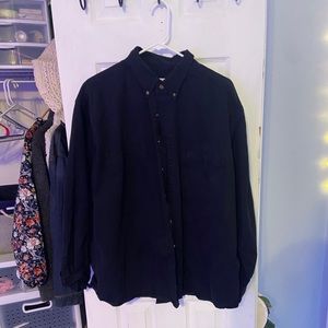 Black Denim Long Sleeved Button Down Shirt Jacket